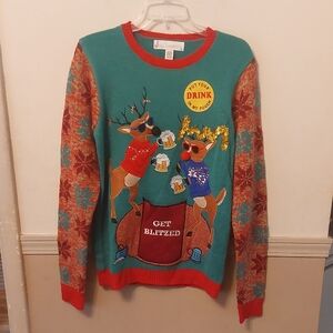 Jolly Sweaters Ugly Christmas Sweatee Drink Pocket Get Blitzed Mens Sz S